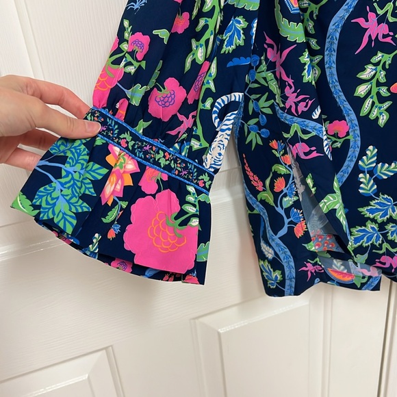 Gretchen Scott Designs Navy Floral and Animal Print Blouse - Picture 4 of 7